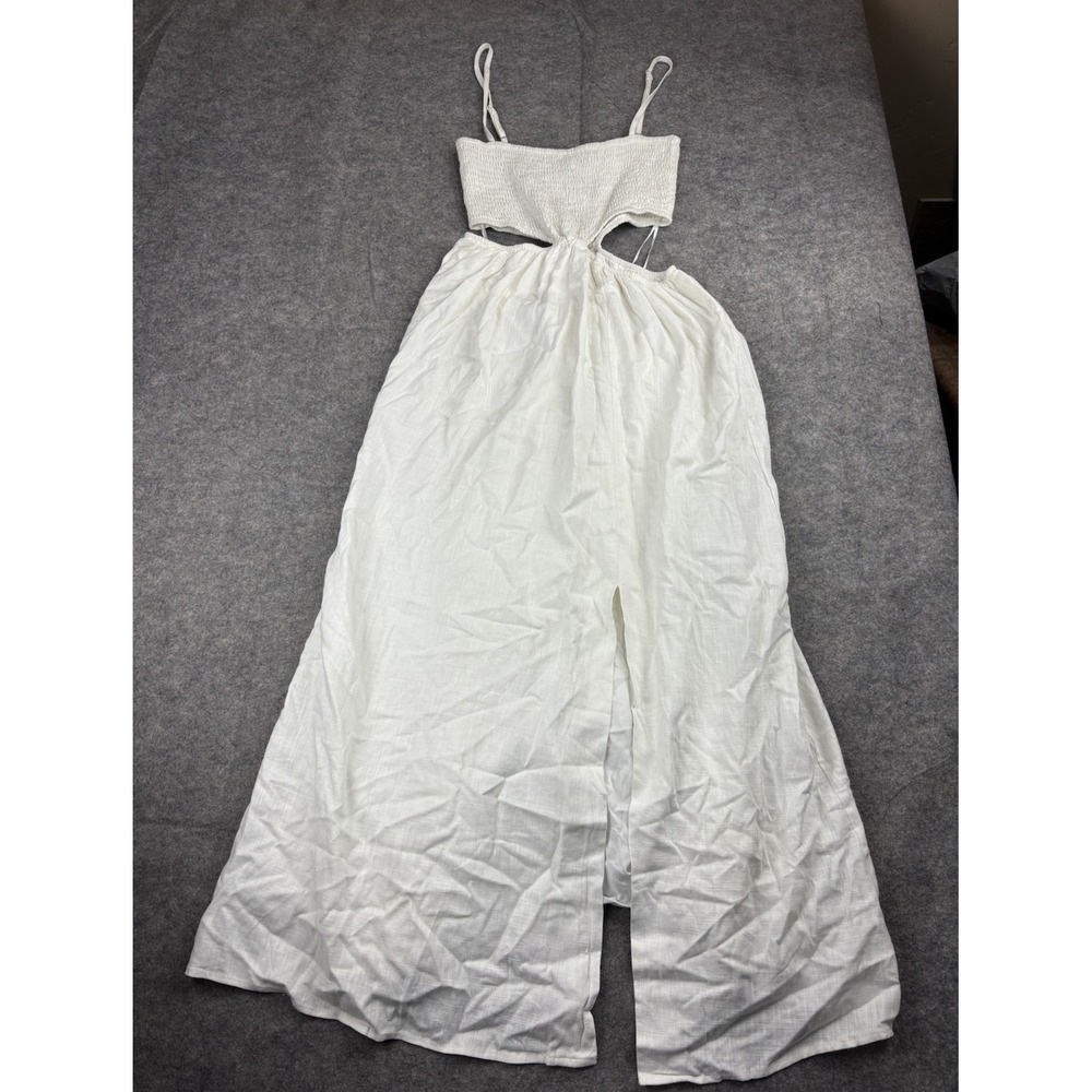WHYTE VALENTYNE Women's 2 White Sundress Maxi Cut Out Linen‎ Coastal Boho Cruise